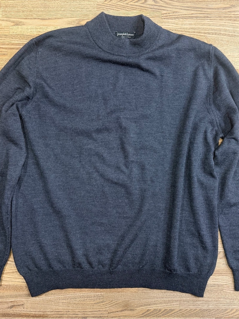 Joseph & Lyman Merino 100% Wool Mock Neck Sweater XL Charcoal Italy